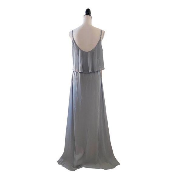 Show Me Your MuMu Caitlin Ruffle Maxi Dress Steel Blue Chiffon Women’s Medium - Picture 6 of 12